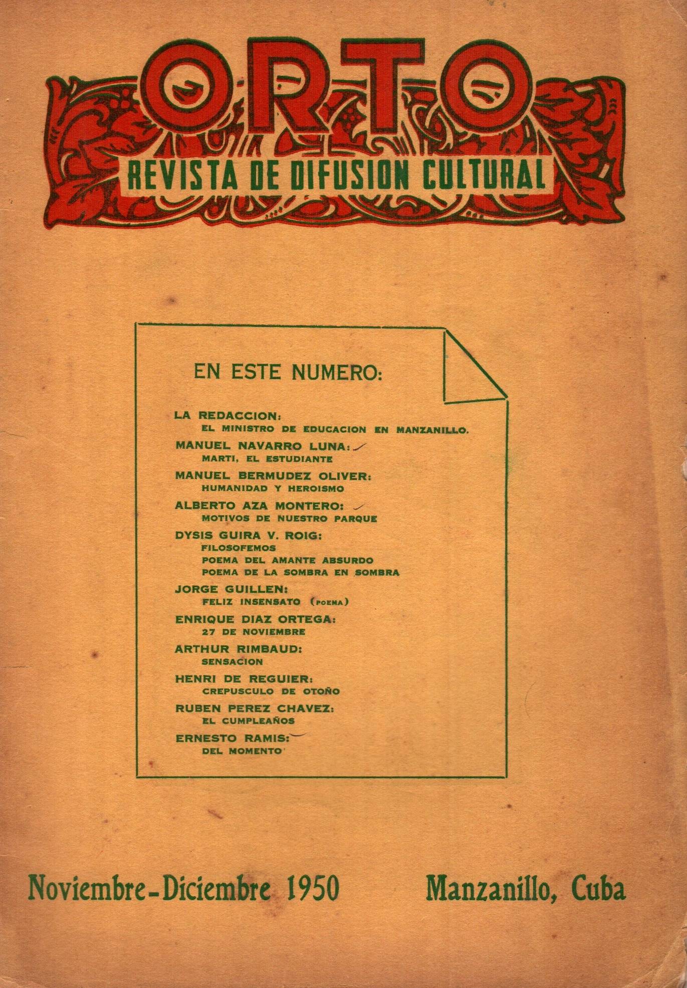 Revista Orto, número de 1950. Foto tomada de Internet